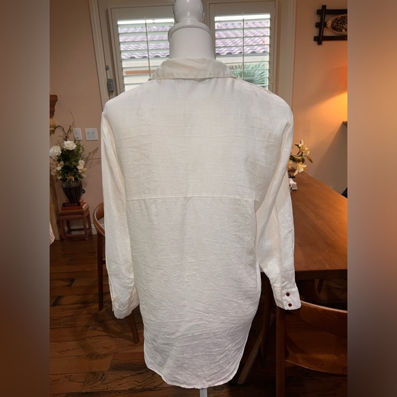 Zara 100% Linen Button Down Rolled Sleeves. Size XS. - Picture 3 of 6